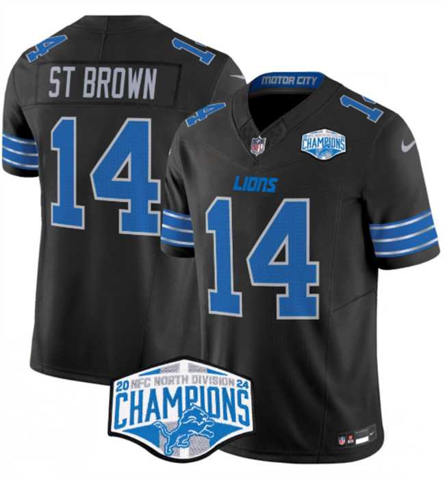 Men%27s Detroit Lions #14 Amon-Ra St. Brown Black 2024 NFC North Champions F.U.S.E. Vapor Limited Stitched Jersey->detroit lions->NFL Jersey